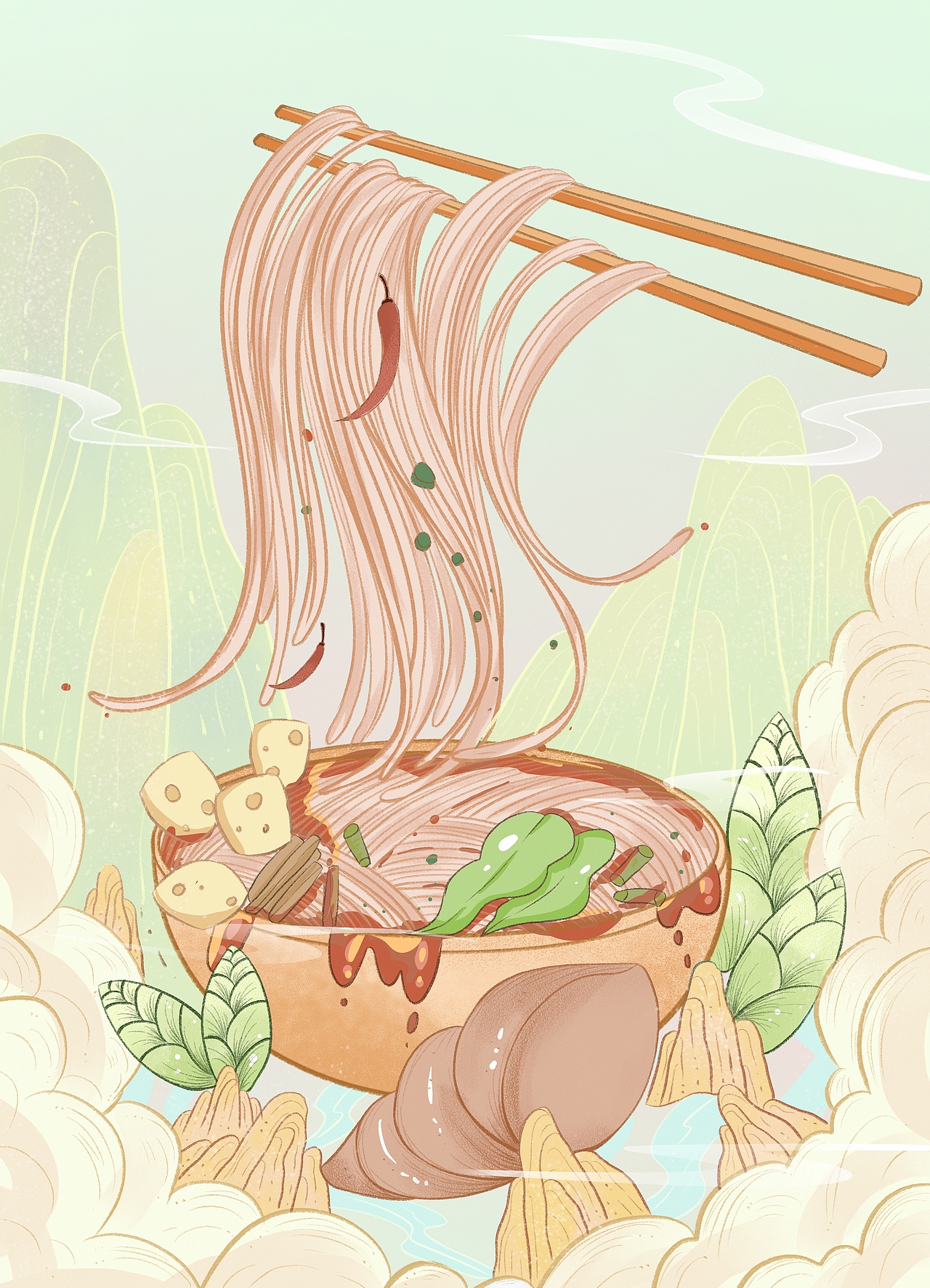 螺獅粉（圖ZMzA3MzE3NzAw） - 商業(yè)插畫 - 站酷設計師半斤魚噢原創(chuàng)素材 - 站酷ZCOOL