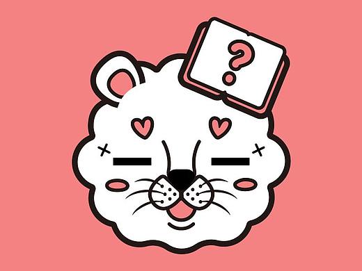 爱学习的小问号哈狮喵 ai插画吉祥物