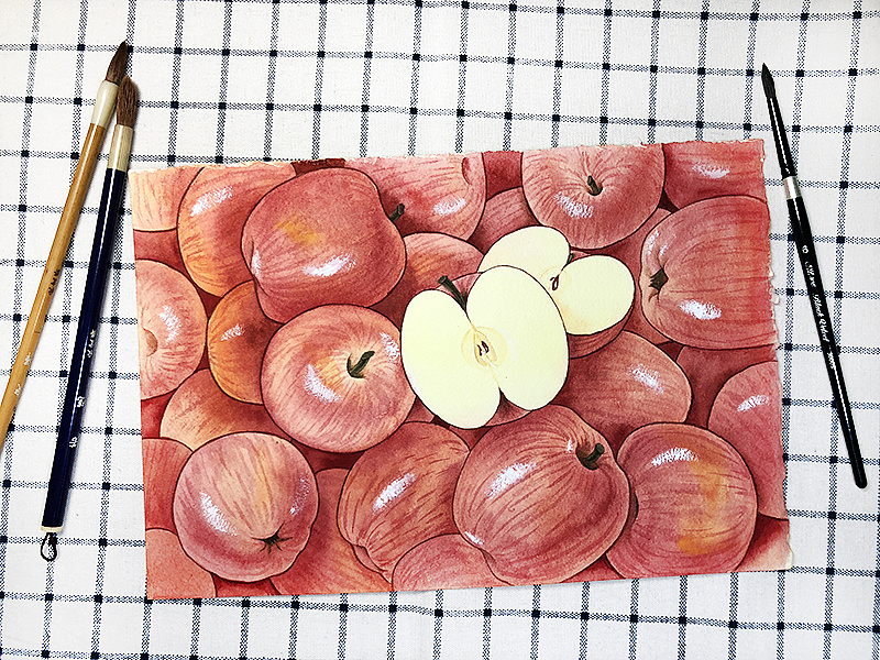 手绘水彩画-好多好多好多水果呀!