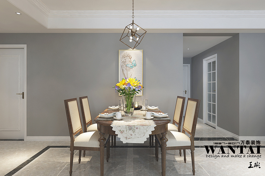 精致轻奢感-济宁翠都国际145平小美式风格装修案例