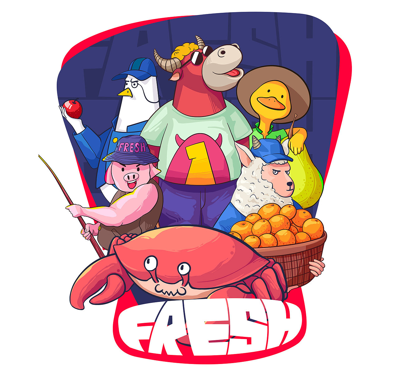 京东生鲜618文创周边（图ZMjM0MTQwMjIw） - IP形象 - 站酷设计师0帽子0原创素材 - 站酷ZCOOL