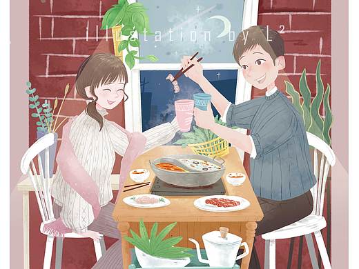 冬日——火鍋（個(gè)人主頁(yè)-ZMzIzMDc0MjA=） - 兒童插畫(huà) - 站酷設(shè)計(jì)師L的二次小森林原創(chuàng)素材 - 站酷ZCOOL