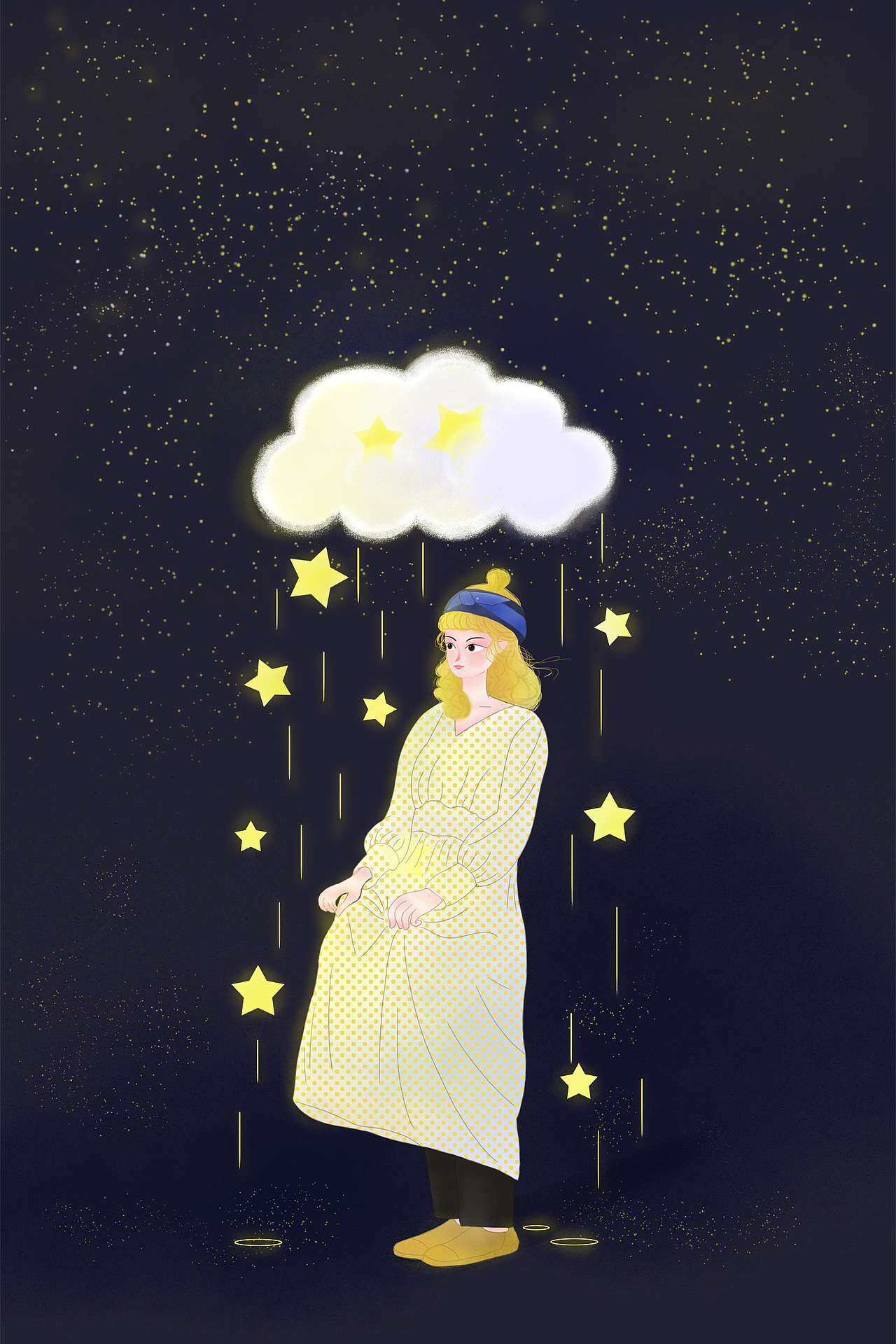 原创插画—接星星的女孩（图ZMjI3ODUxNjg4） - 儿童插画 - 站酷设计师阿柠檬原创素材 - 站酷ZCOOL