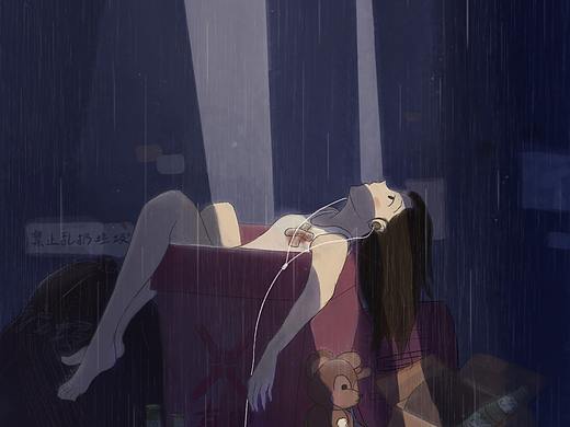 网抑云女孩（附过程）（个人主页-ZNTM0MDIzMTI=） - 商业插画 - 站酷设计师沈佳倩原创素材 - 站酷ZCOOL