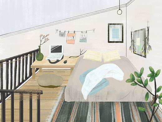 水彩水粉系列-理想中的房间（个人主页-ZMzg4MjQ5ODg=） - 创作习作 - 站酷设计师臭臭喵原创素材 - 站酷ZCOOL