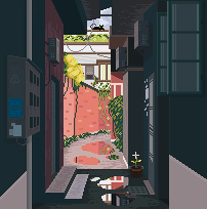场景练习01-小巷|插画|像素画|ricocococo - 原创作品 - 站酷 (zcool)