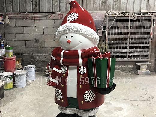 圣诞节老人雪人装饰品树脂美陈礼物盒圣诞帽玻璃钢雕塑