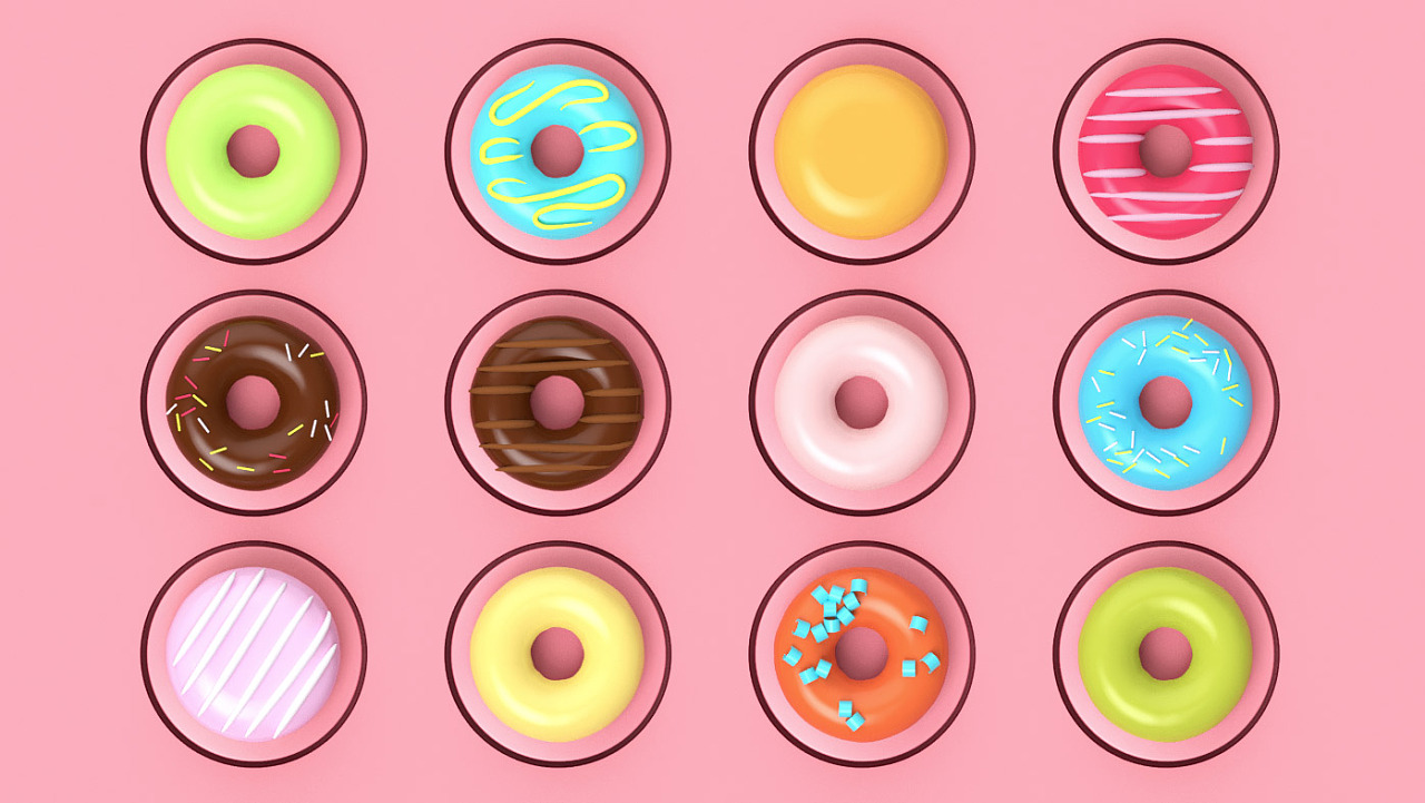 卡通粉色甜甜圈壁纸图片