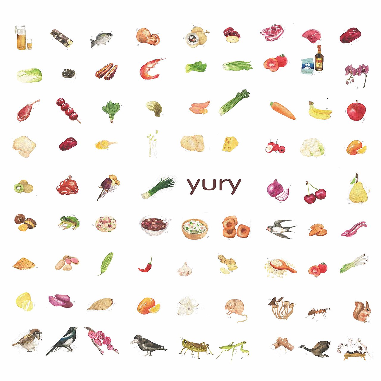 水彩 食材 动物 单体 练习（图ZMTA0MjU3MjIw） - 商业插画 - 站酷设计师阿椒椒椒原创素材 - 站酷ZCOOL