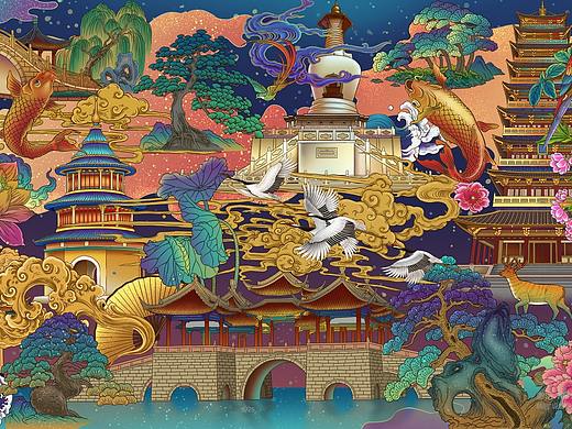 扬州景点插画