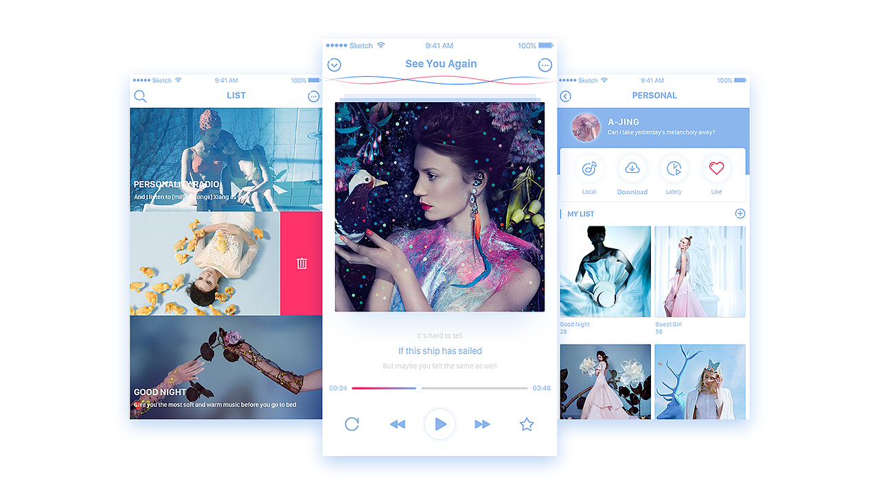 音乐app界面 界面配色练习习作 清新优雅版