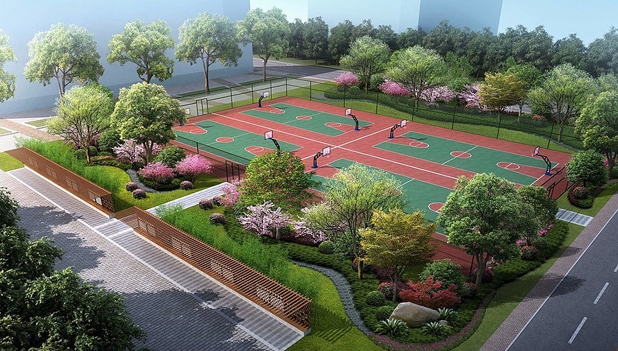 室内外篮球场设计案例效果图