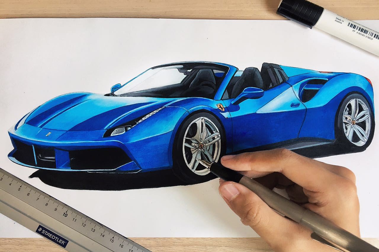 马克笔汽车手绘练习
