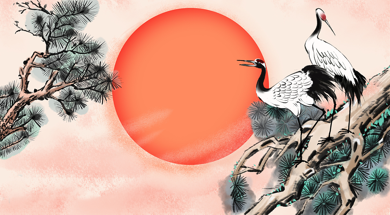 松柏仙鹤福寿图（图ZMjI5OTk1MjQ0） - 商业插画 - 站酷设计师烟云吐秀l原创素材 - 站酷ZCOOL