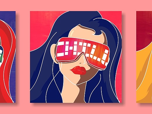 摩登女性头像插画