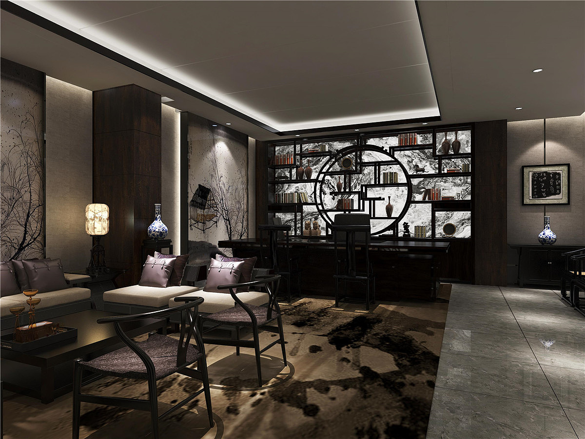 郑州中式办公室装修公司|中式风格办公室装修设计案例（图ZMTEwNzAwOTU2） - 家装设计 - 站酷设计师金博大办公室装修原创素材 - 站酷ZCOOL