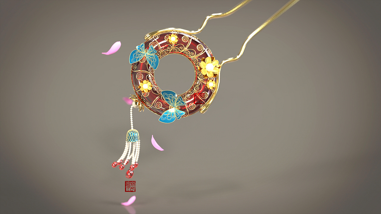 赝古今趣.景泰蓝玉环流苏簪.a-Yun珠宝设计生日特辑