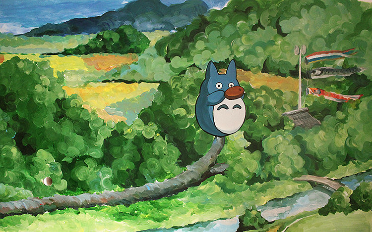 大学纪念龙猫墙绘