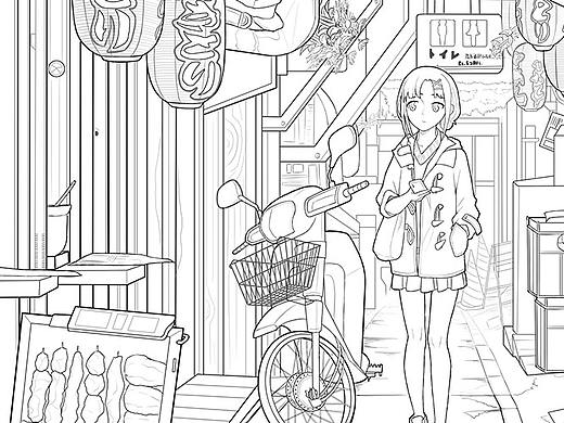 预科班线稿练习作品-场景中的人