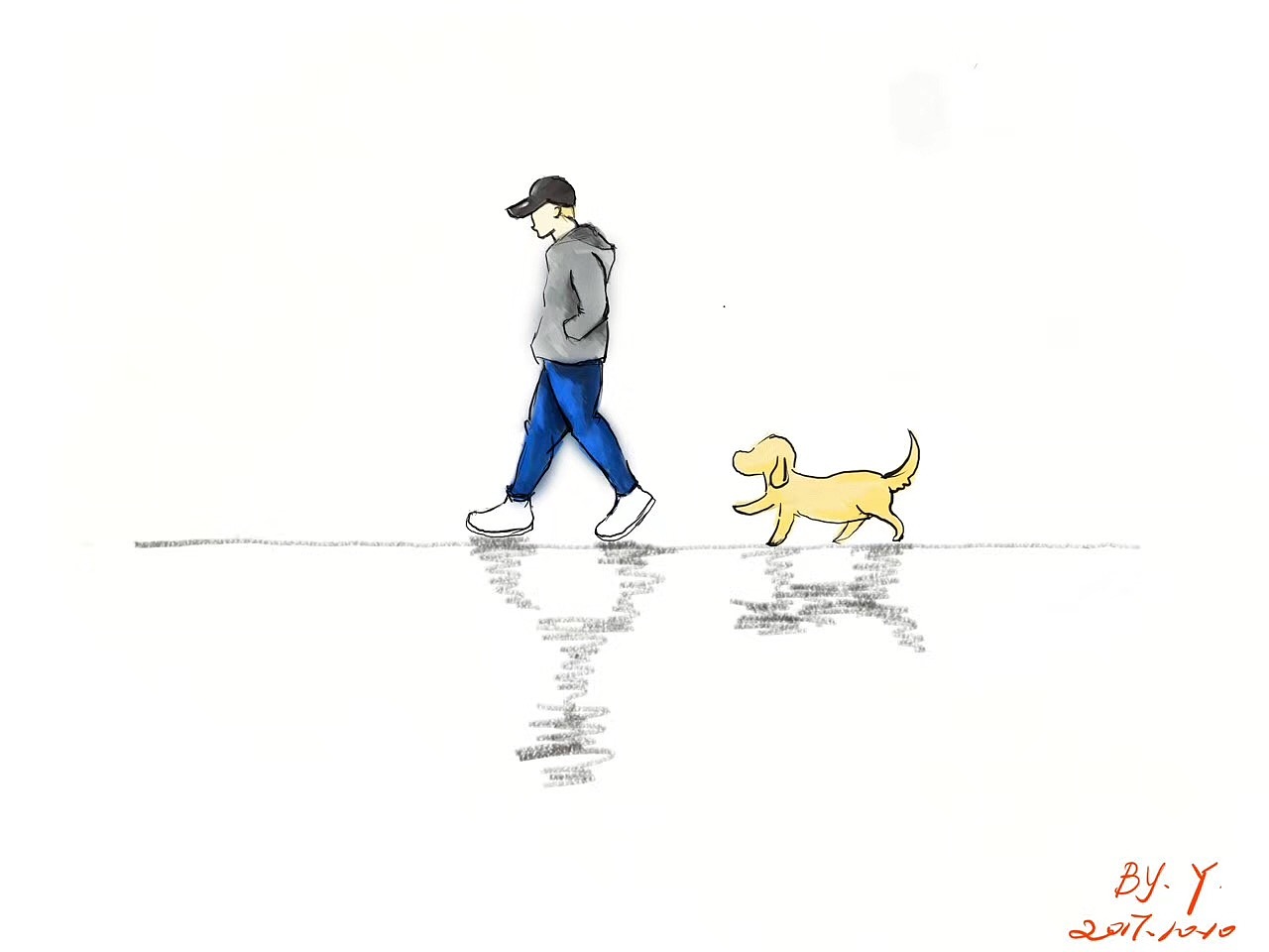 甜蜜情侣散步插画素材_插画 - logo设计网