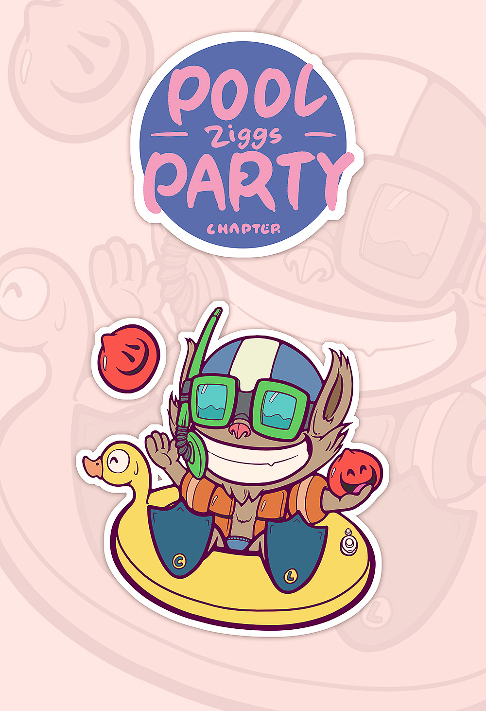 lol"泳池派对"系列皮肤-q版原创