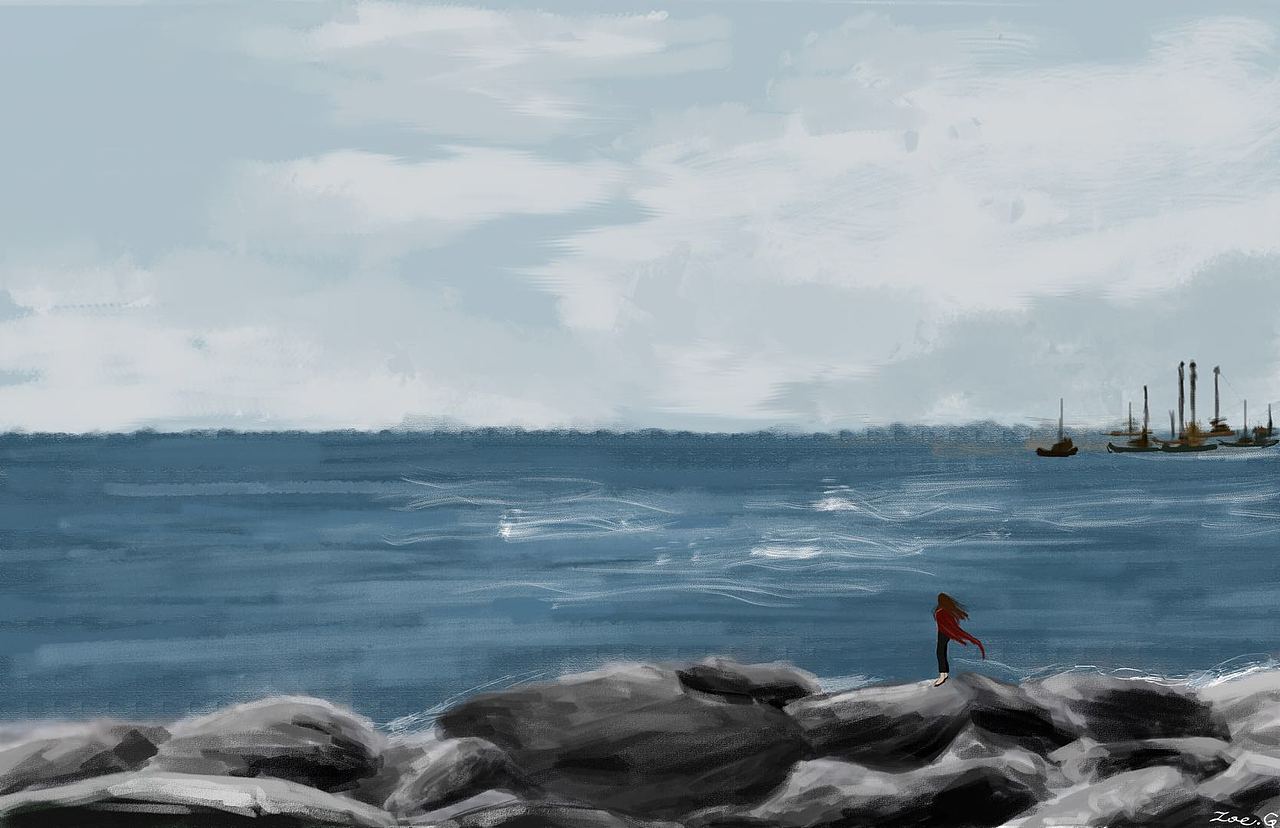 红衣女孩看世界