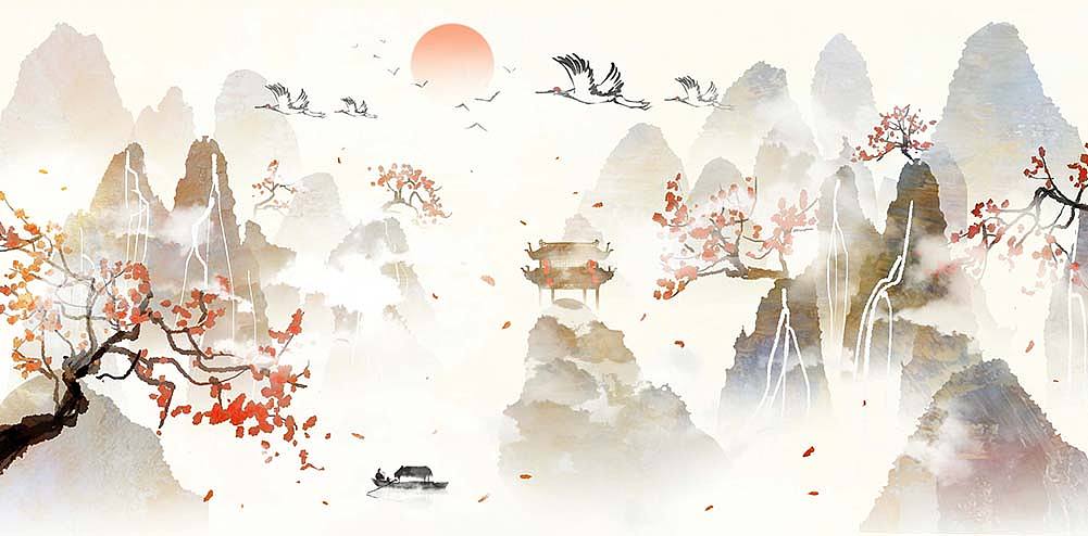 意境简约山水画（图ZMTk3NTAwMjUy） - 商业插画 - 站酷设计师心灵艺坊原创素材 - 站酷ZCOOL