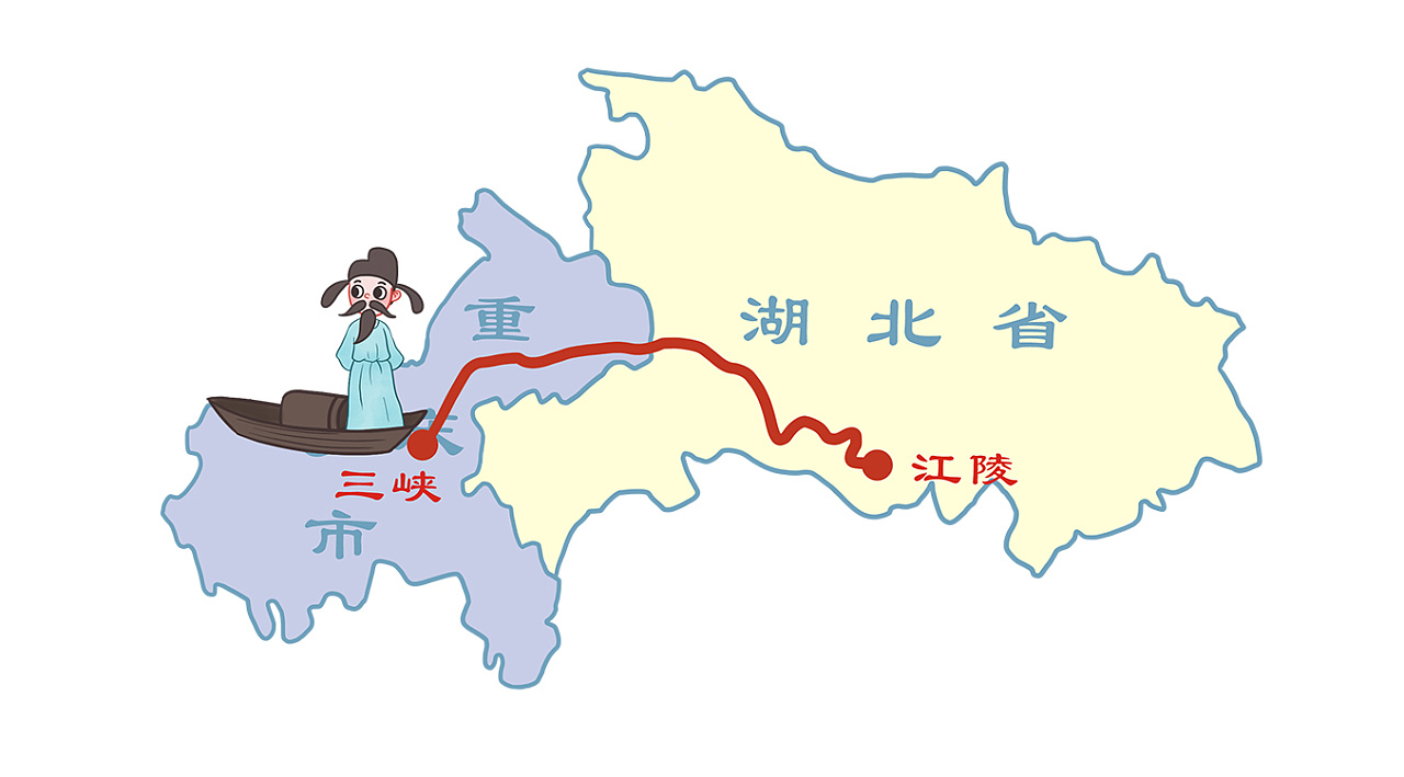 长江的路线以及李白曾经游船赋诗路线