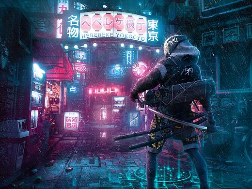 霓虹灯场景海报