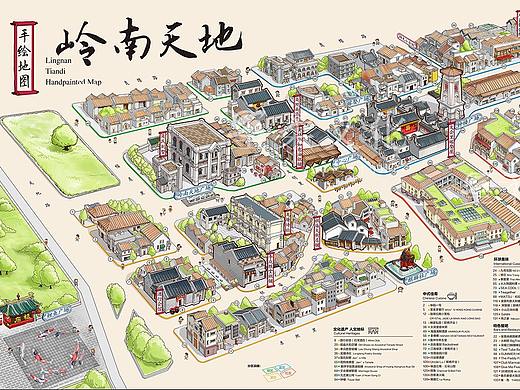 佛山岭南天地手绘地图