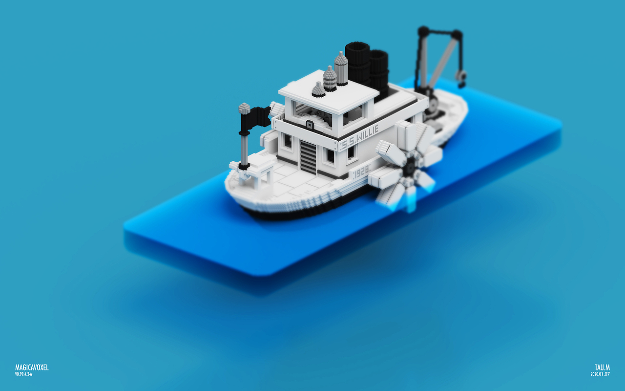 magicavoxel像素体的日常之蒸汽船威利号