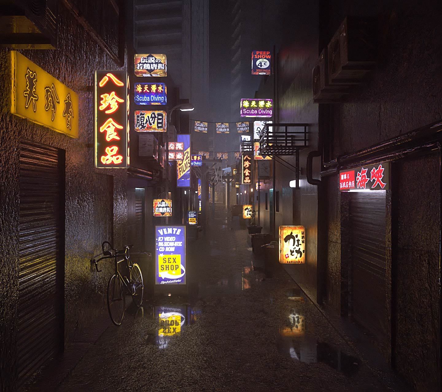 朋克风!霓虹灯街道_cxiaoliu-站酷zcool