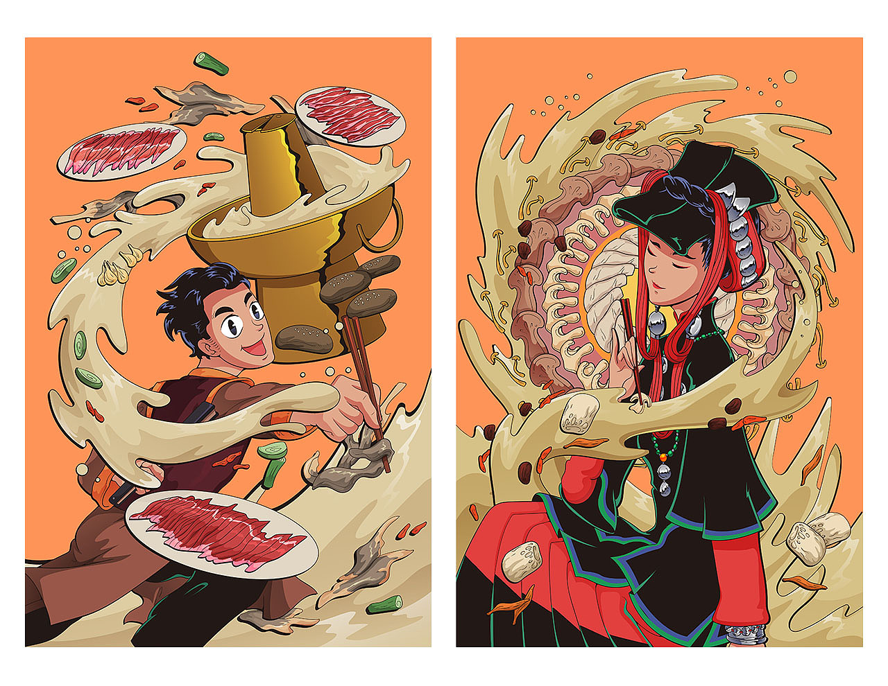 冬天里的第一口热汤，创意国潮风火锅美食