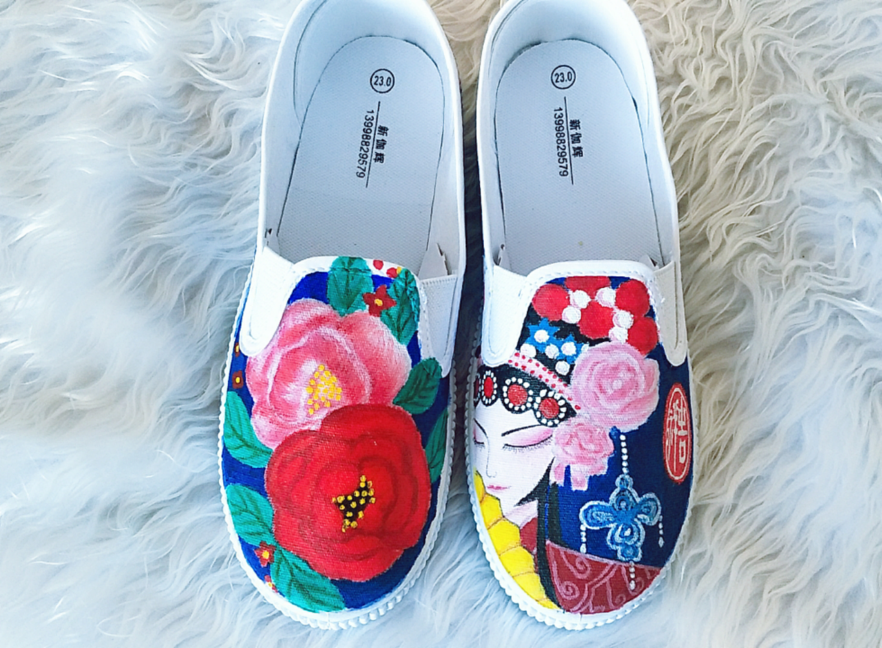 分享收藏睡不着手绘教室鞋中国风手绘鞋作品信息创作时间2019/03/27