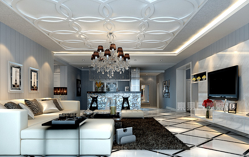 客厅效果图-现代简约