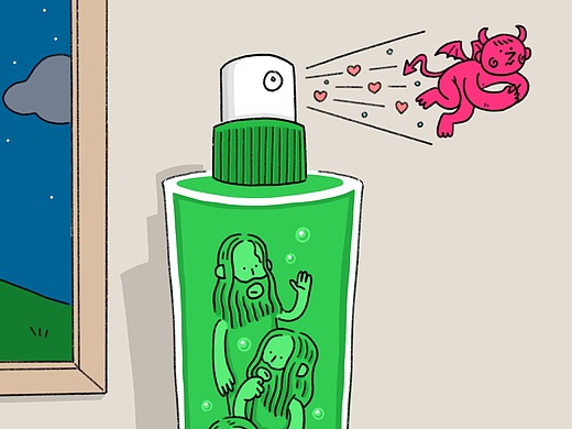 薛定谔的六神花露水插画-创作习作7226213年前亚洲吃面公司 x 王大爷