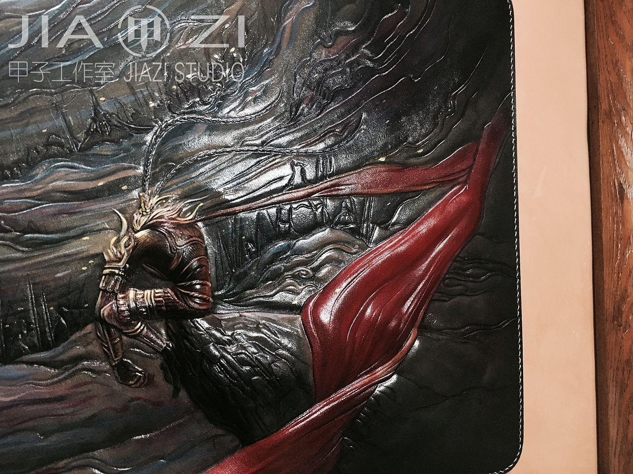 甲子工作室  大圣归来  皮雕皮艺装饰画 