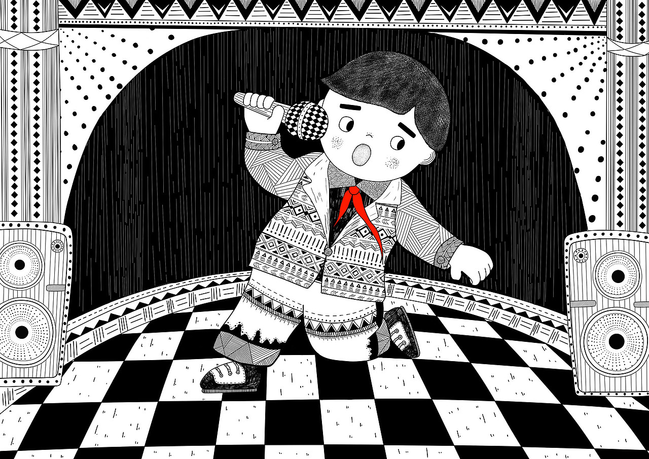 毕业设计童年梦黑白插画设计