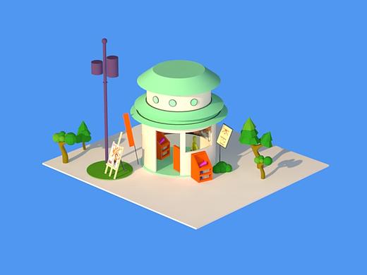 C4D简陋的屋子