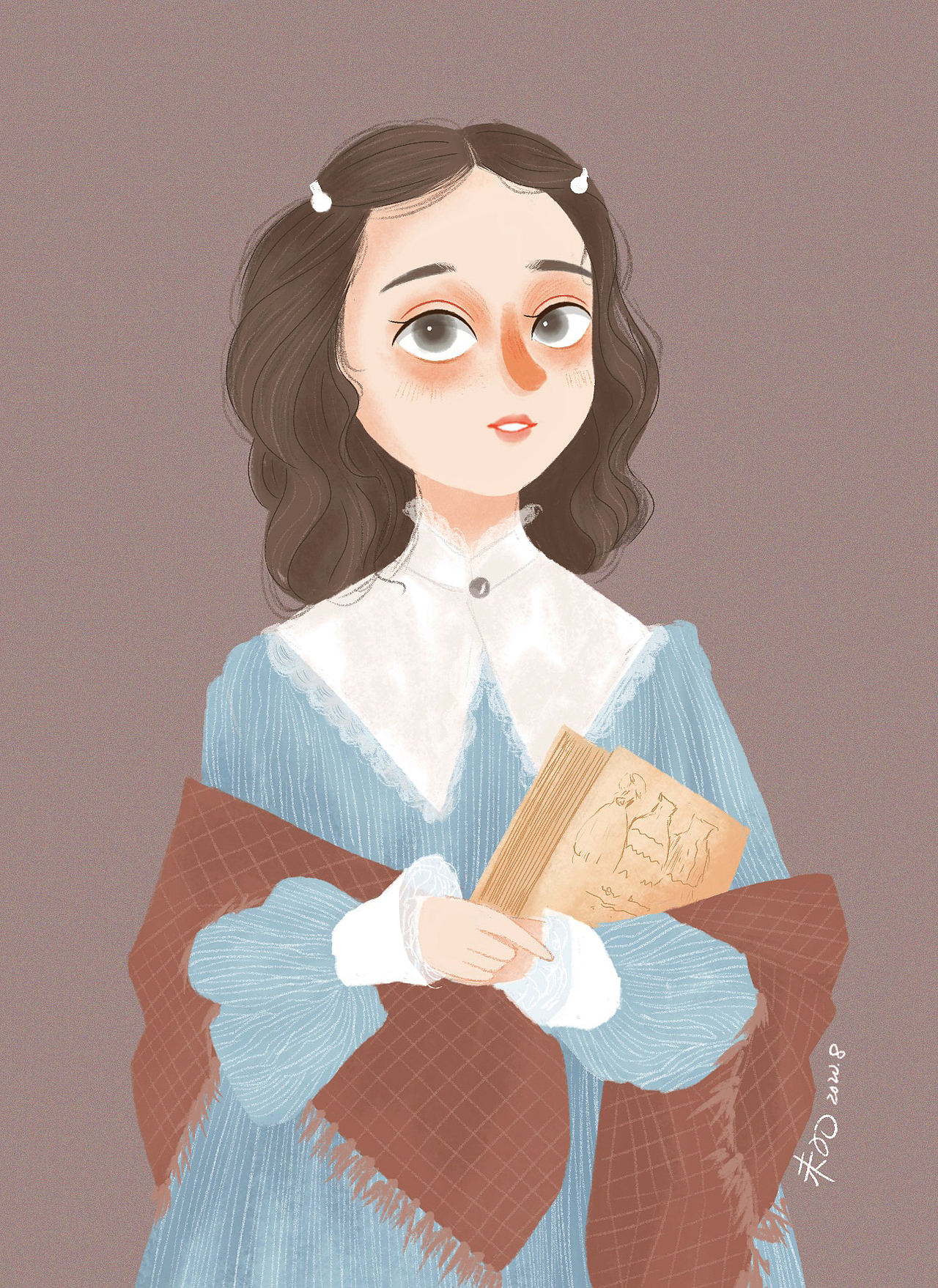 可爱温柔少女插画