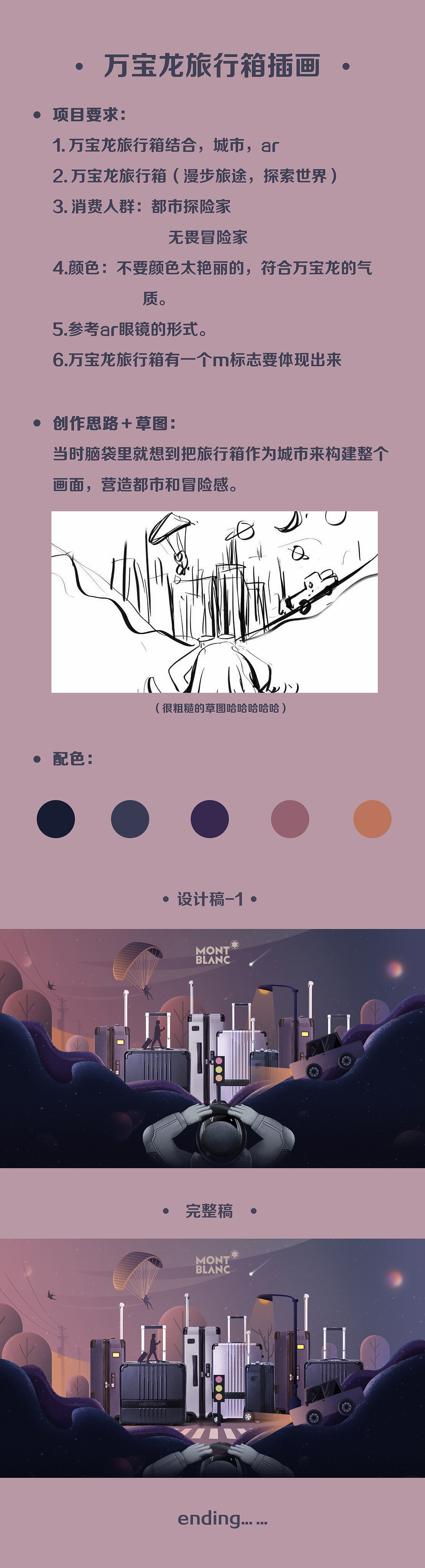 万宝龙旅行箱插画