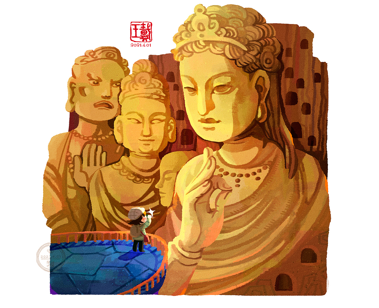 【游】龙门石窟（图ZMjYzMDg3ODYw） - 儿童插画 - 站酷设计师王戴家的耗子原创素材 - 站酷ZCOOL