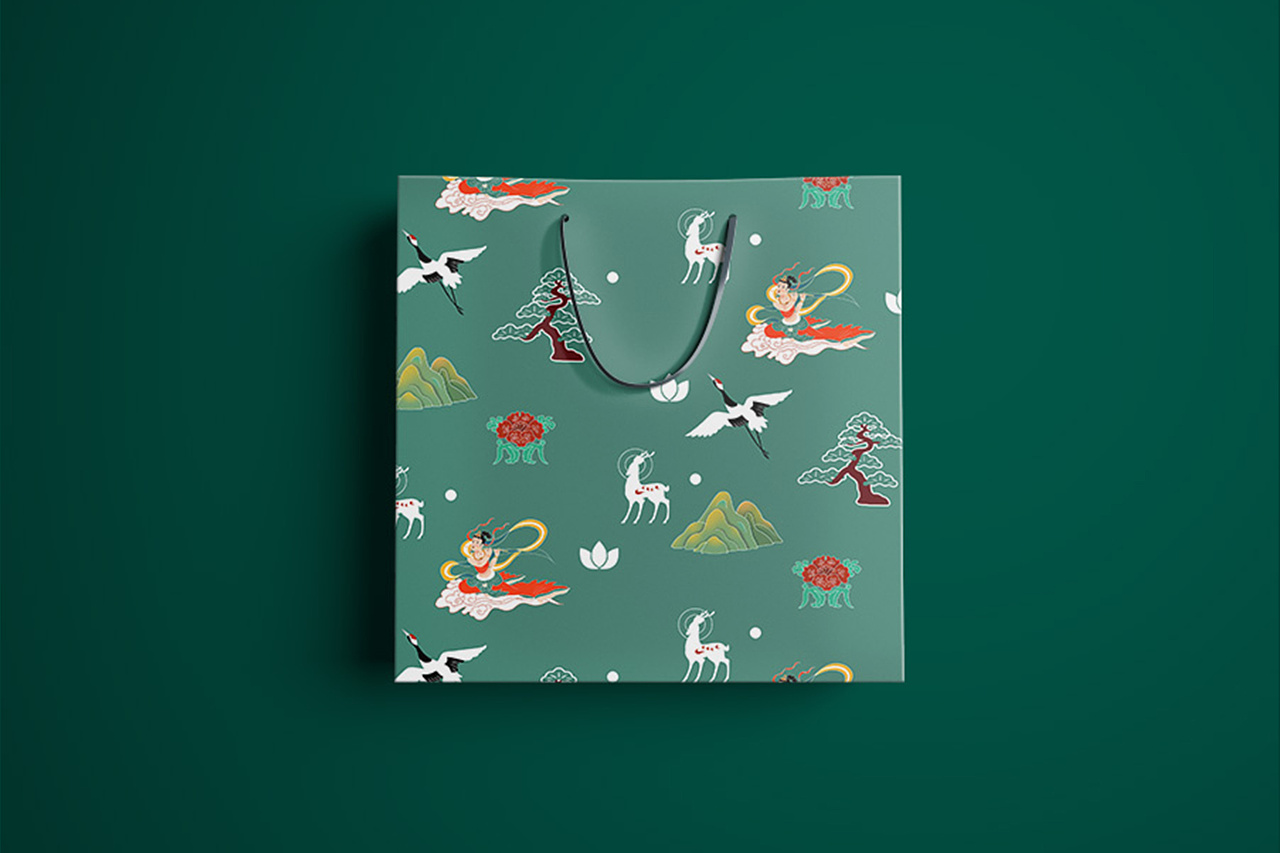 国潮x圣诞创意包装插画纹样