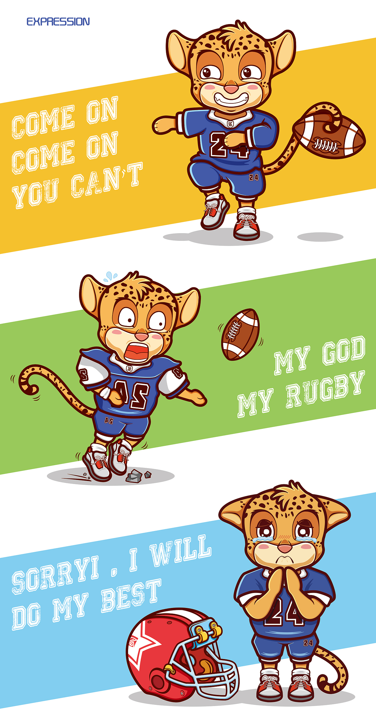 RUGBY-体育项目卡通形象设计——矢量插画（图ZODI5MTk0NjA=） - 创作习作 - 站酷设计师JOU今天画画了没原创素材 - 站酷ZCOOL