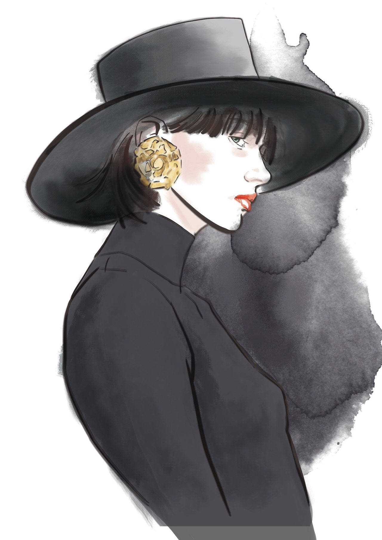 iPad procreate 水彩时装插画