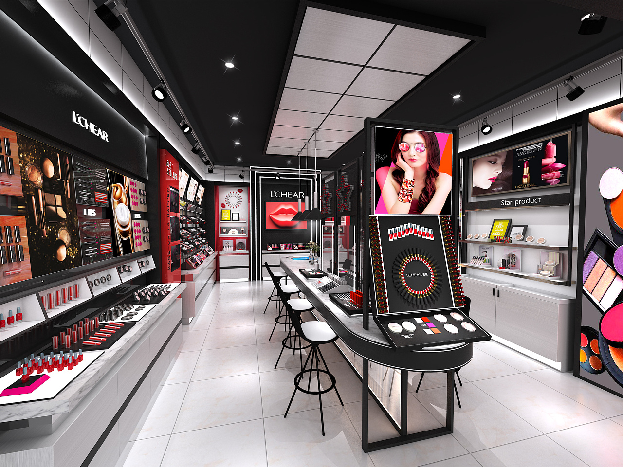 货架柜台道具设计化妆品柜台