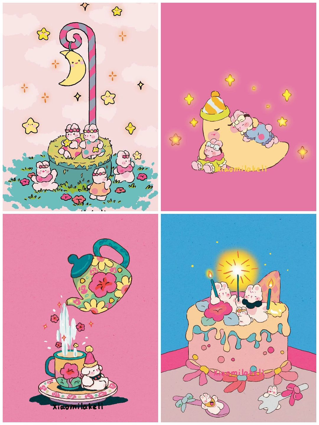 最近画的一些小可爱(卡通图案,动物人物,四方连续)