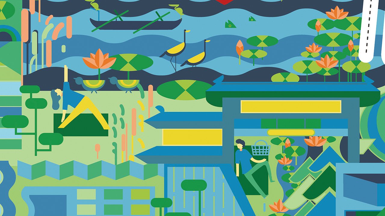 白洋淀,白洋淀牌楼,人与自然和谐共生