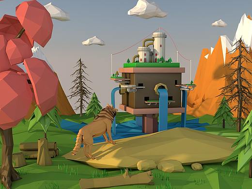 c4d  低多边形