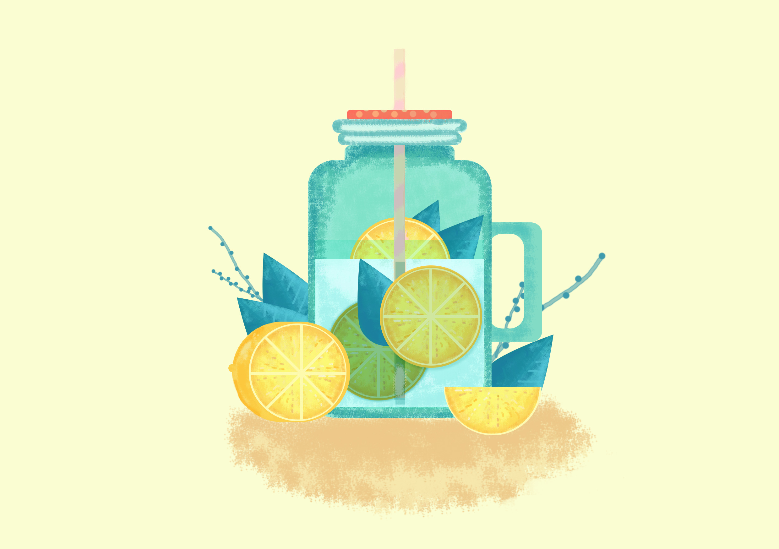 一杯清凉的柠檬水